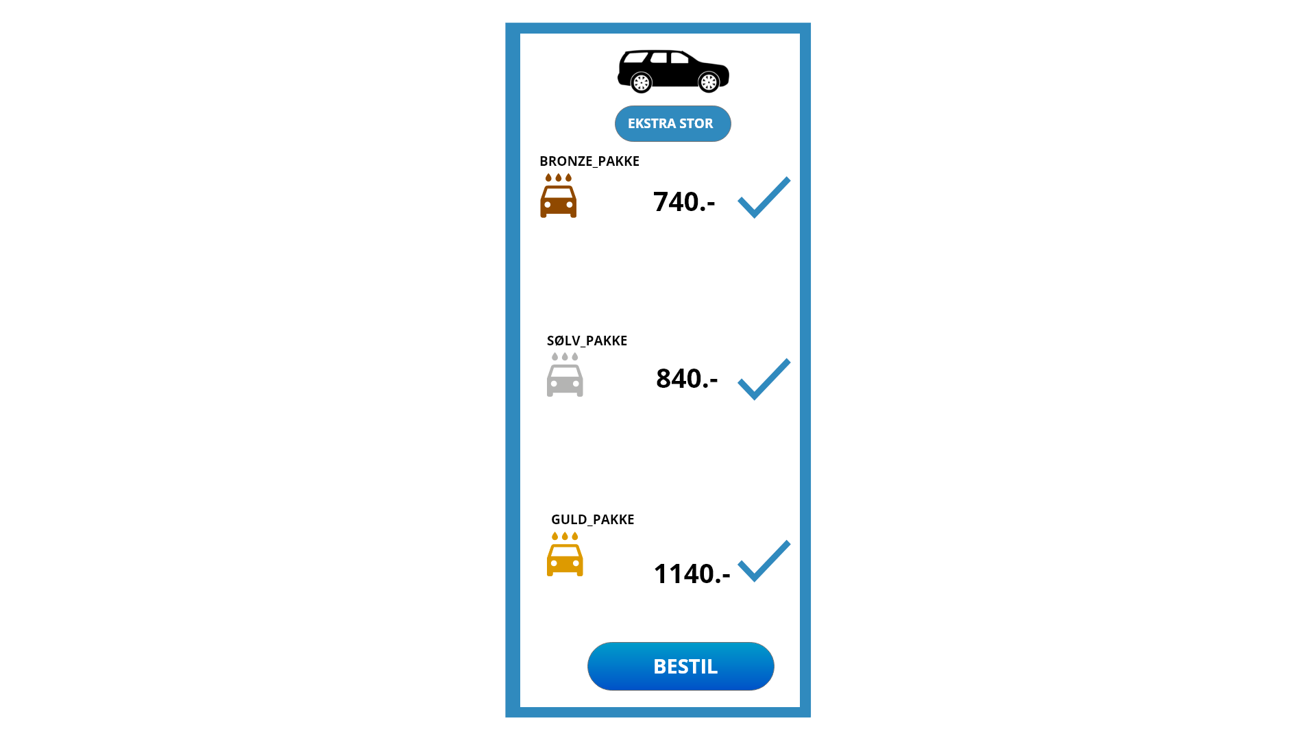 Ydelser til ekstra stor bil